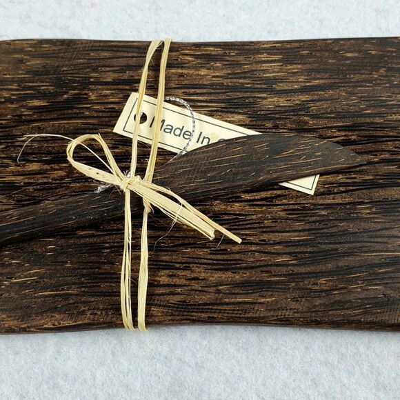 Palm Wood Cheese And Butter Board With Spreader 7" Fair Trade Made In Cambodia - Picture 2 of 5
